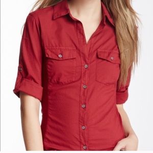 James Perse size 2 contrast ribbed surplus shirt